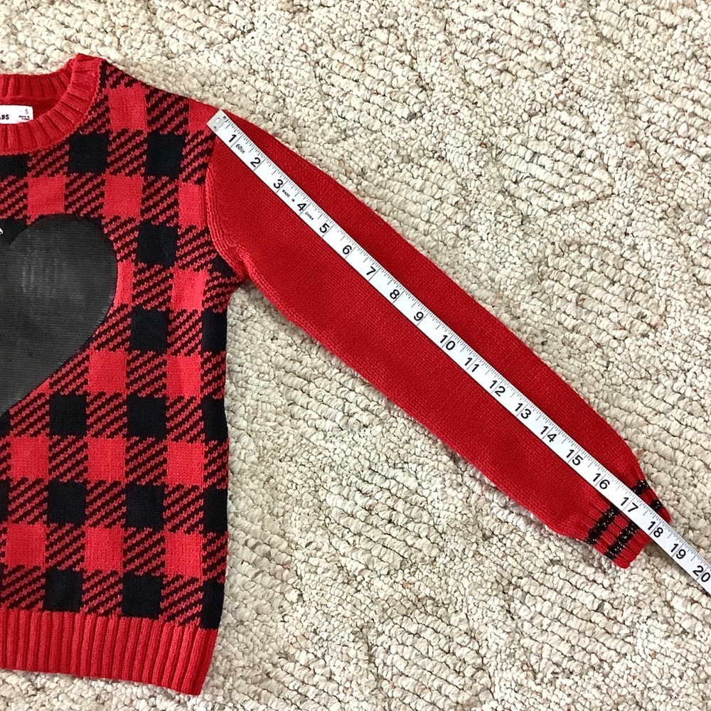 EPIC THREADS Girl’s Plaid/Sequined Heart Sweater Size-S - Picture 9 of 9